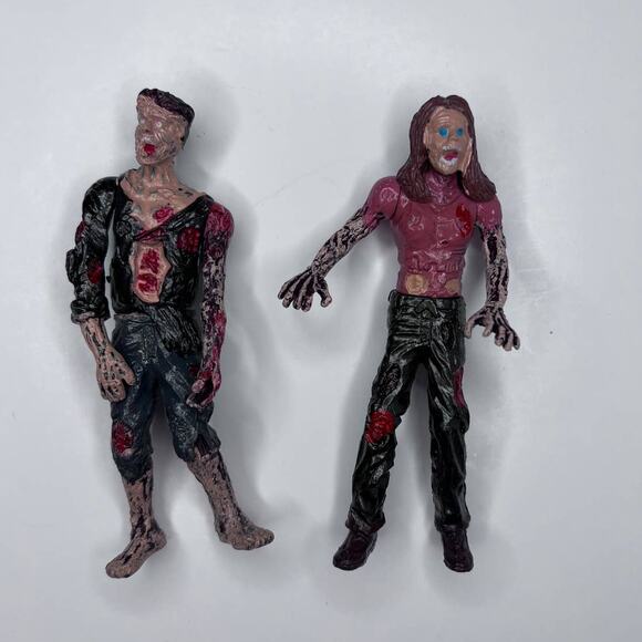 Zombies Lot of 2 Haptime Terror Toys Walking Corpse Dead Action Figure Man Woman - Picture 1 of 7